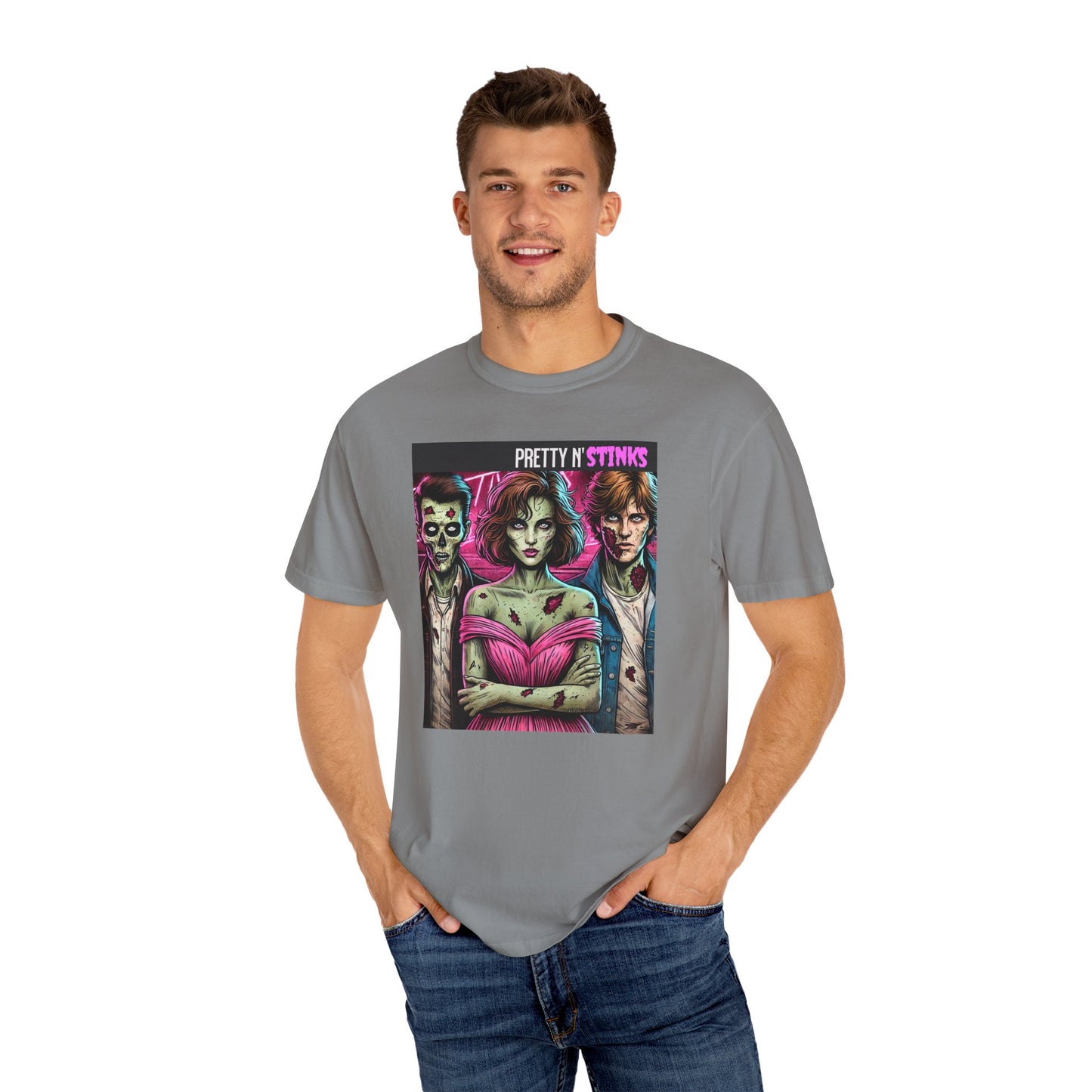 Zombie T-Shirt 80's Inspired Shirt Pretty N' Stinks Funny Tee Quirky Gift for Friends Gift for Her Gift for Zombie Lovers