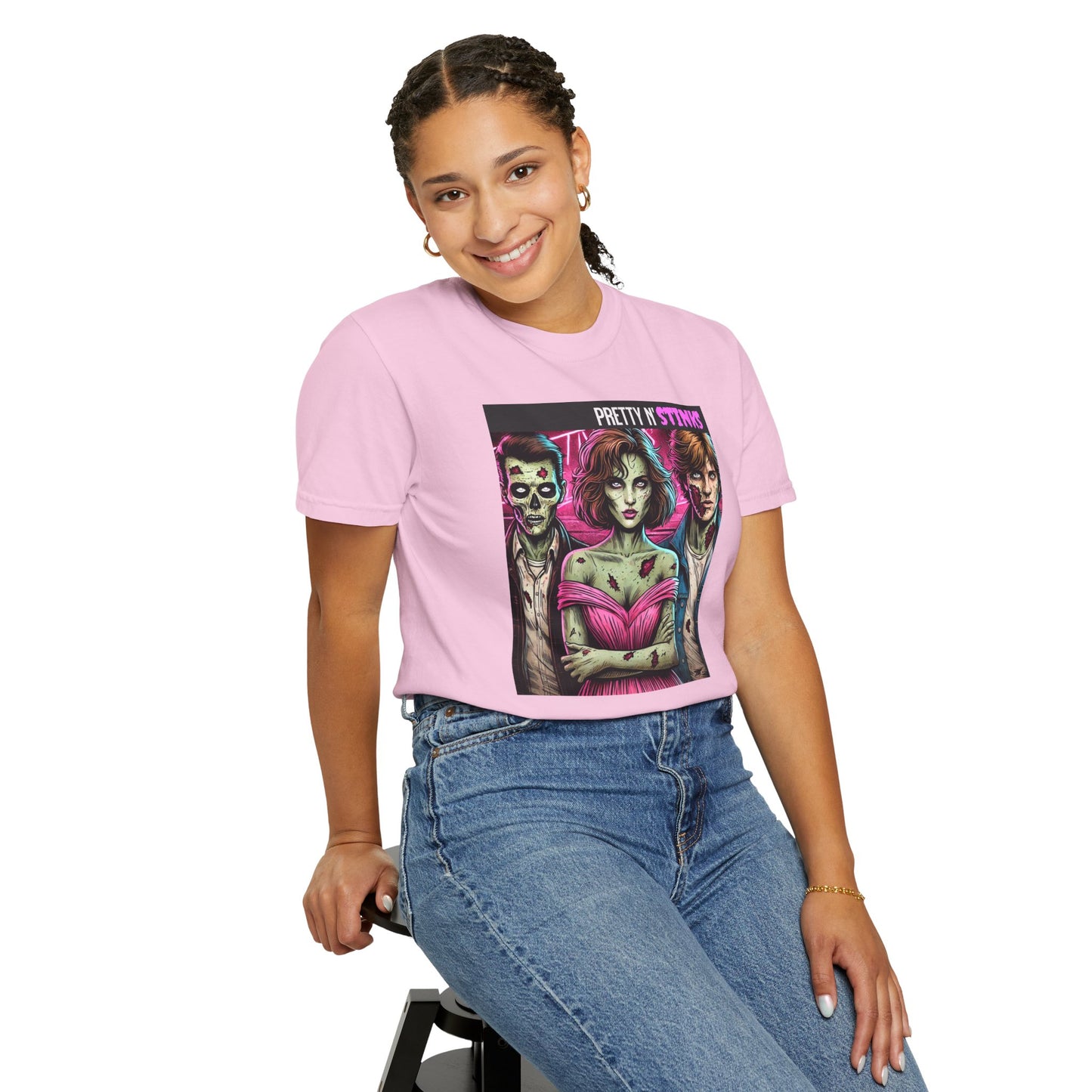 Zombie T-Shirt 80's Inspired Shirt Pretty N' Stinks Funny Tee Quirky Gift for Friends Gift for Her Gift for Zombie Lovers