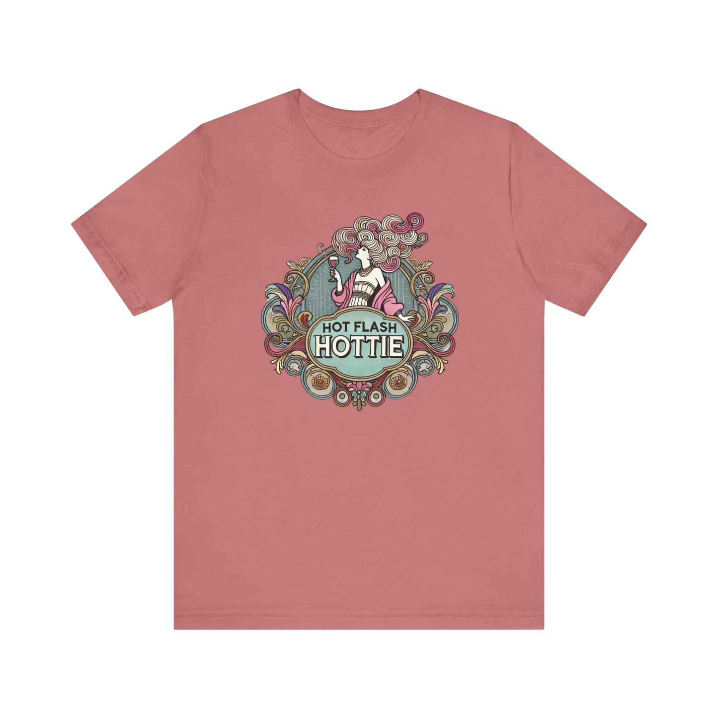 Hot Flash Hottie Unisex Tee, Funny T-shirt for Ladies, Art Nouveau Style Shirt, Menopausal Gift, Ladies Hot Flash Shirt, Gifts for Mom