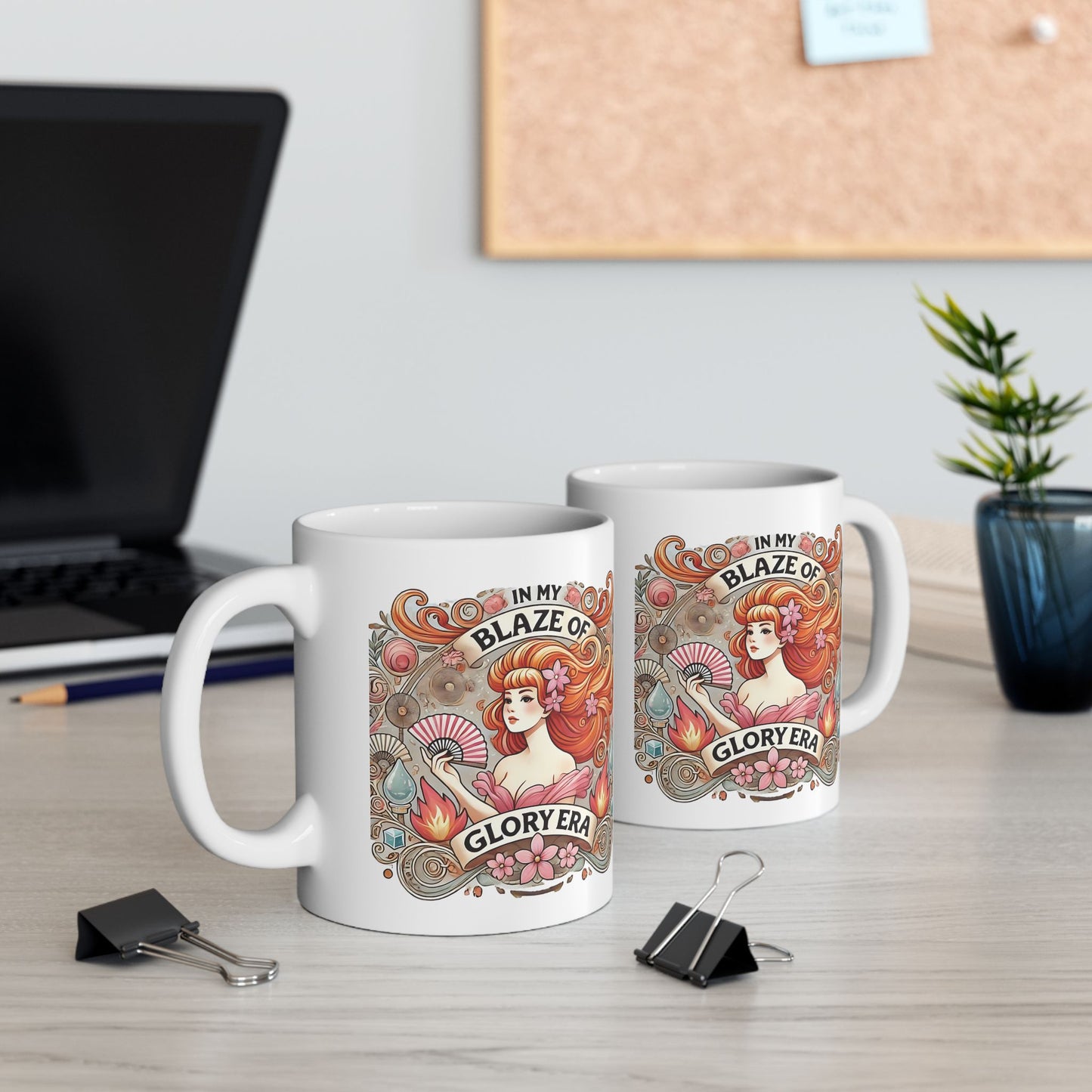 "My Blaze of Glory Menopause Mug – Funny Ceramic Coffee Cup for Perimenopausal Women, Moms, and Hot Flash Queens – Perfect Art Nouveau Gift"