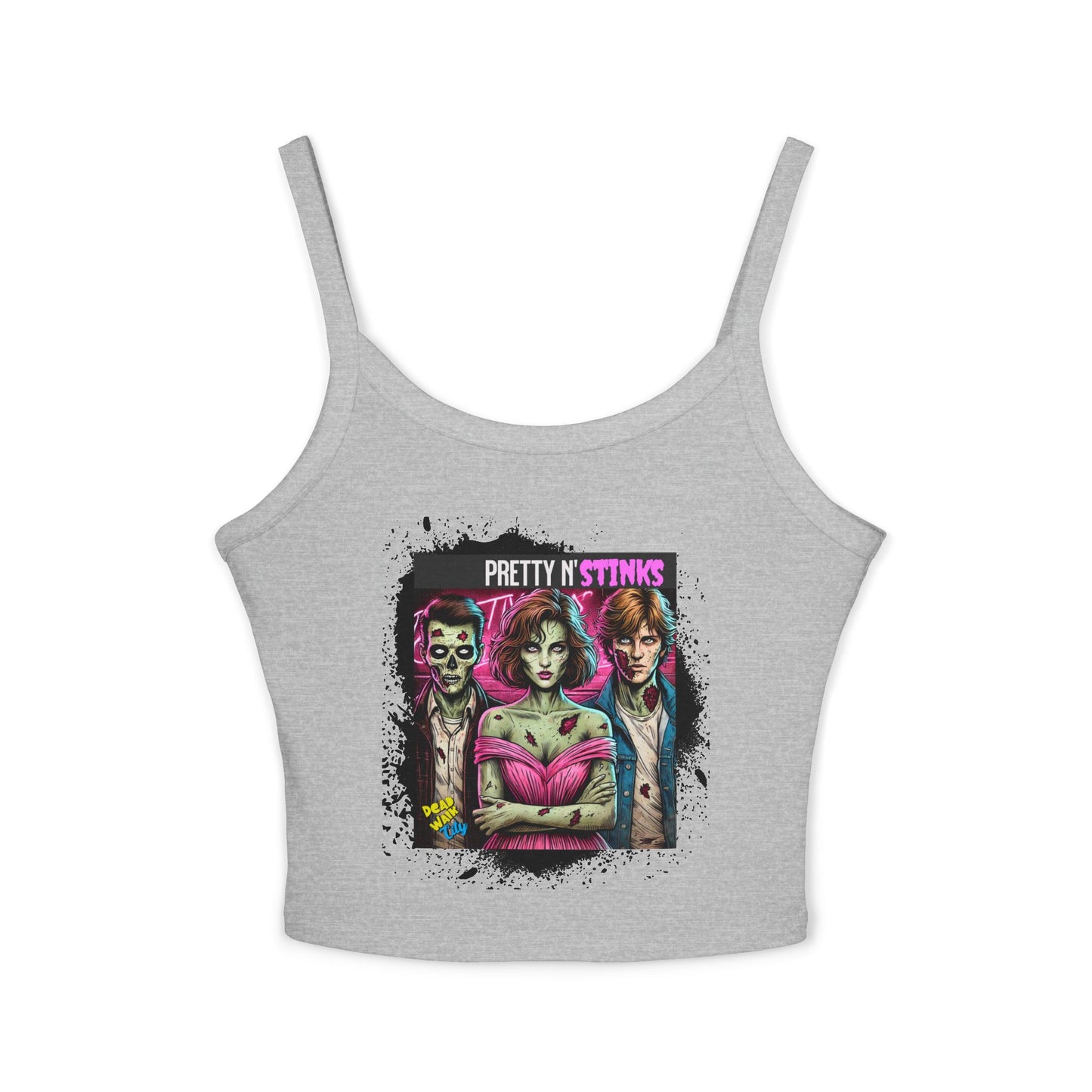 80's Inspired Tank Top  Pretty N' Stinks Funny Crop Top Quirky Gift for Zombie Lovers Cropped Top Retro Style Pop Culture Gifts for Friends