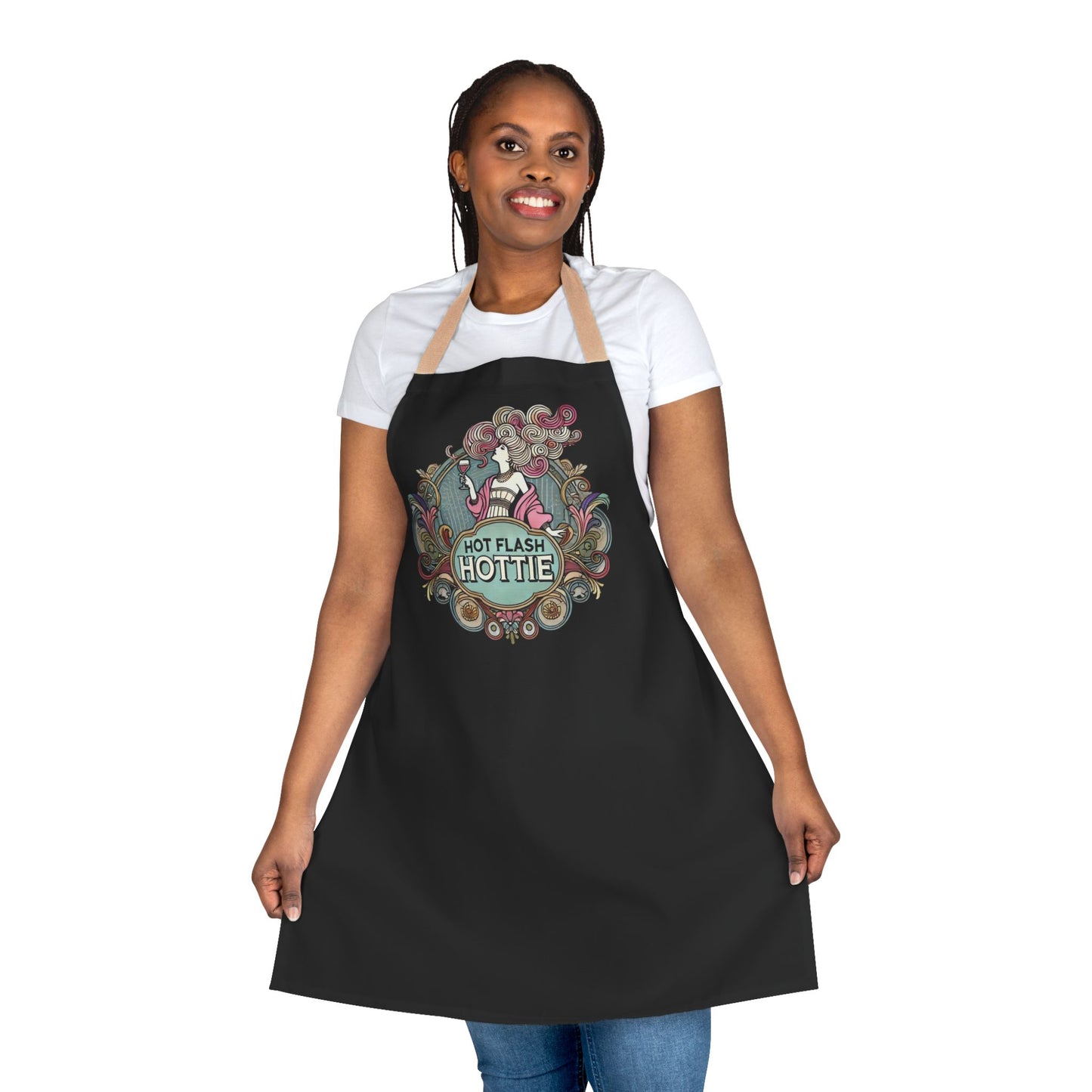 Apron - Funny Art Nouveau Style Kitchen Cooking Gift for Women, Hot Flash Era Cooking Apron, Humorous Retro Chef Apron,