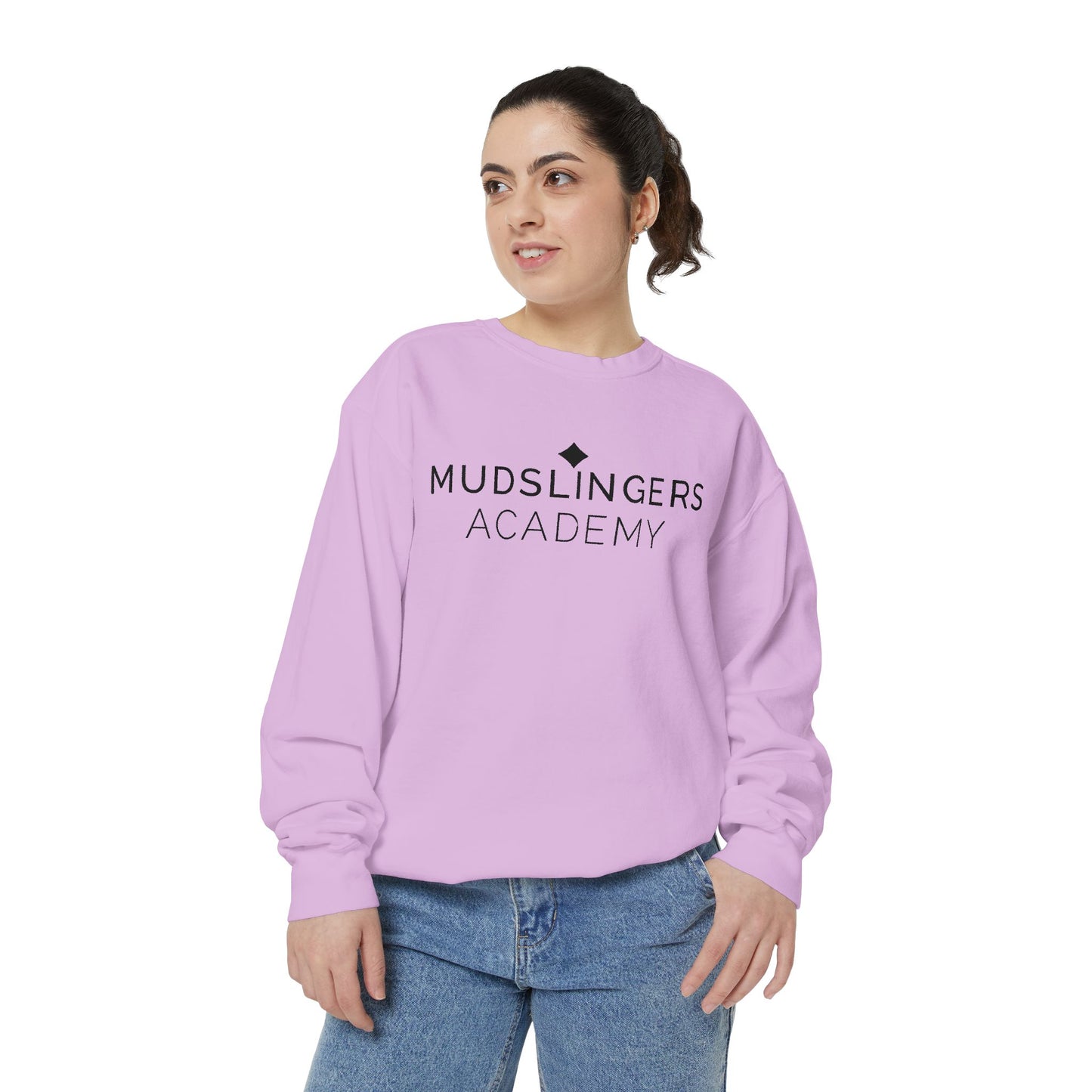 Mudslinger's Academy Funny Sweatshirt, A Minimalist Style Sweatshirt, Quirky Gift, Gift for Him, Gift for her, Gift for Co-Worker