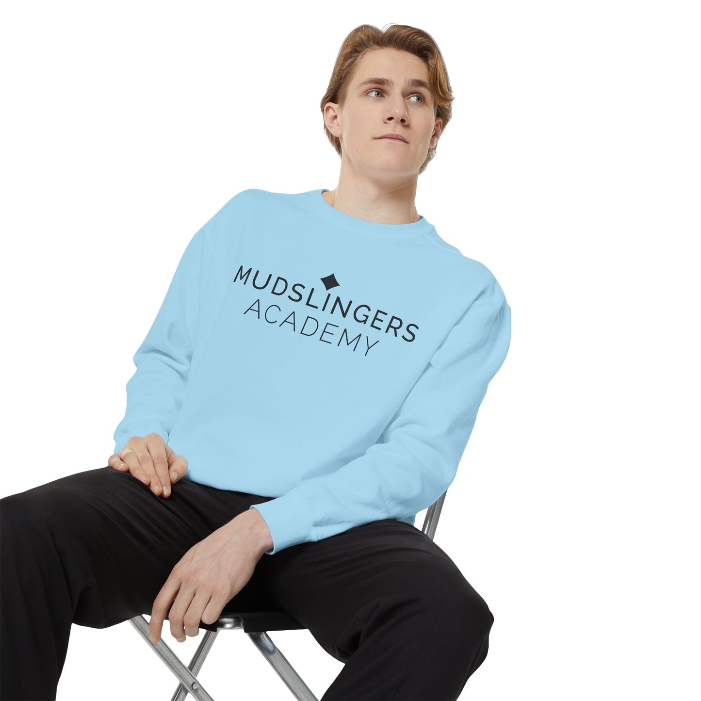 Mudslinger's Academy Funny Sweatshirt, A Minimalist Style Sweatshirt, Quirky Gift, Gift for Him, Gift for her, Gift for Co-Worker