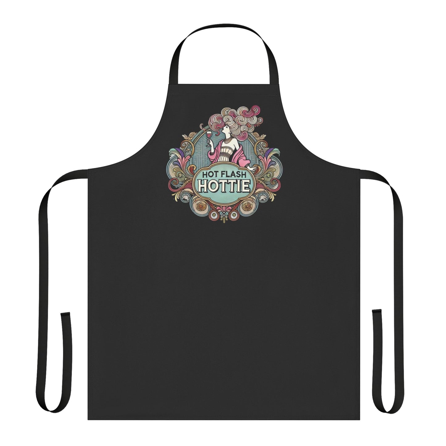 Apron - Funny Art Nouveau Style Kitchen Cooking Gift for Women, Hot Flash Era Cooking Apron, Humorous Retro Chef Apron,