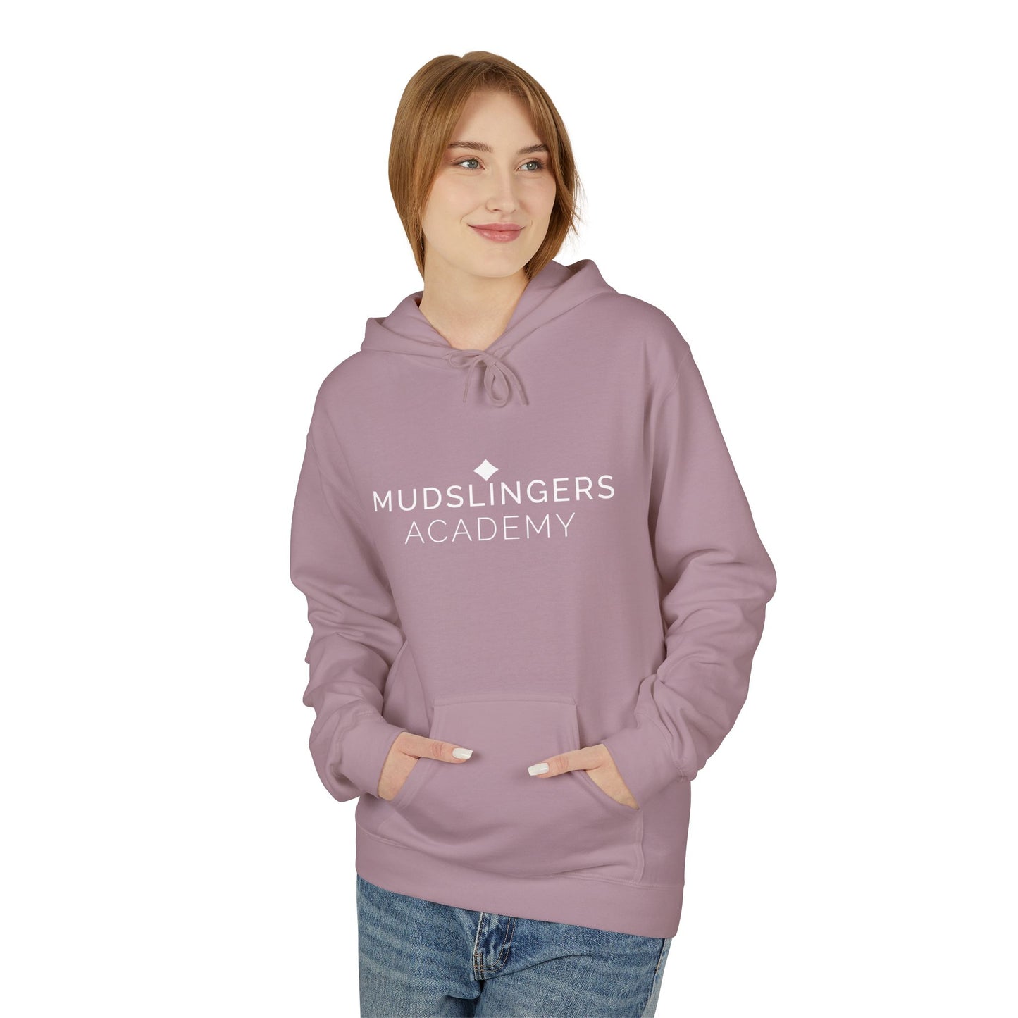 Hoodie, Funny Mudslingers Academy Minimalistic Design, Mudslingers Gift, Soft Fleece Pullover, Unisex Funny Hooded Sweatshirt, Mudslingers